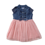 Girls Denim And Peach Tulle Dress