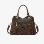 Handbag Red Rose Flower Embossed Luxury Elegant Shoulder Satchel Women Gift
