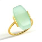 18CT Gold Aqua Calcite Gemstone Ring - 54 Aqua Calcite