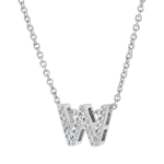 Rhodium Plated Cubic Zirconia Pav Initial W Necklace