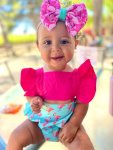 Pink & Sky Blue Ruffle Flamingo Romper