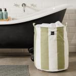 Canvas Laundry Storage Bag Broad Stripe Dusty Green