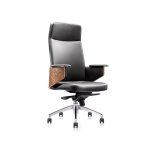 Luxury High-back Pu Executive Office Chair With Bentwood Armrests