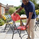 Foldable Plastic Outdoor Chair With Metal Frame