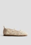 Crochet-look Ballet Pumps - White
