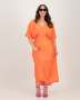 Short Sleeve Satin Formal Dress Orange - Orange / S