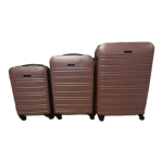 Smte Abs 3-PIECE Luggage Set Rose Gold Hard Shell Spinner Wheels 3 Sizes With Keychain
