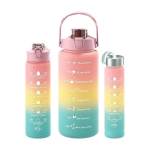 Set Of 3 Motivational Water Bottles - Bpa-free With Time Markers