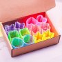 12PCS Crystal Color Stacking Circles 6 Colors Love Five-pointed Star Round Shape Multiple Shapes MINI Rainbow Circles Children's Party Birthday Small Gifts Spring Circles Boxed