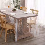 Tosleo Fairy Tablecloth White Pearl Table Cloth Summer Sheer Tulle Fabric Lace Table Cover Bridal Veil Tablecloths Chiffon Table