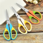 Dual-tone Stainless Steel Scissors - Ergonomic Rounded Tip For Crafting Sewing & Office Use - Blue