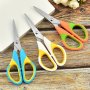 Dual-Tone Stainless Steel Scissors - Ergonomic Rounded Tip For Crafting Sewing & Office Use - Blue