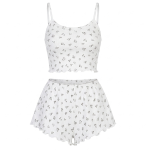 Comfortable Floral Camisole And Shorts Lounge Set - White