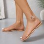 Women's Transparent Strap Flat Sandals Casual Buckle Strap Summer Shoes Lightweight Beach Sandals