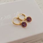 Kelsey Gold Plated 925 Sterling Silver Cz Round Small 10MM Hoop Earrings - Cz Amethyst