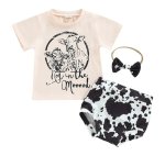 Not In The Mooood T-Shirt With Cow Print Bloomer And Headband