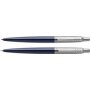 Jotter Ballpoint Pen & Pencil Set - Medium Nib Black Ink Royal Blue With Chrome Trim - Presented In Gift Box