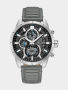 Neist Stainless Steel Black Dial Grey Leather Chronograph Watch