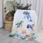 Personalised Fleece Blanket Beige Under The Sea
