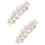 2PCS Short Pearl Barrettes For Women Classic Small Pearl Hair Clips