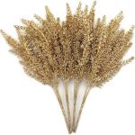 Pasyou Artificial Gold Plants Decor Plastic Grass Faux Shrubs Simulation Lavender Leaves Indoor Outdoor Home Garden Planter Fill