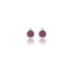 Georgini Natural Ruby And Two Natural Diamond July Earrings - Silver