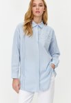 Detailed Cotton Woven Shirt - Blue Pearl