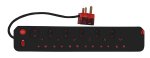 Electricmate -12 Way Single Switch High Level Surge Multiplug Black