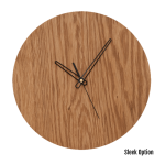 Quinn Wall Clock In Oak - 250MM Dia Natural Sleek Black Second Hand