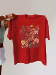 Plus Size Floral Print T-Shirt Casual Short Sleeve Crew Neck Top For Spring & Summer Women's Plus Size Clothing