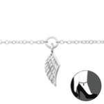 C472-C35936 - 925 Sterling Silver Wing Adjustable Anklet Ankle Chain