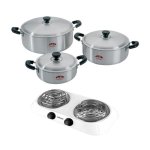 - Hippo Casserole Pot Set - 6 Piece With Hotplate - White