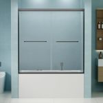 56"-60" W X 58" H Double Sliding Shower Door Semi-frameless Bypass Bathroom Sliding Door With 1 4" 6MM Tempered Glass For Walk-i