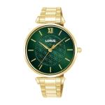 LORUS Women's Quartz Watch Silver Dark Green Sunray Dial