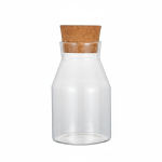 Modern 600ML Clear Glass Storage Bottle With Airtight Cork Lid- Transparent