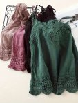 100% Cotton Girl's Solid Color Lace Textured Cut-out Design Cami Vest - Cute Trendy Spring Autumn Vest Outdoor Clothes