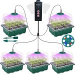 Seed Starter Tray Kit With Grow Light 2025 Upgrade 8 Full-spectrum LED Timer Dimming Higher Humidity Dome 5 Pack Seedling Sprout