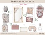 Cot Duvet Bedding Soft Boho Floral Dark Dusty Pink Plainer Set With Bunny