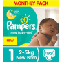 Pampers New Baby Dry Size 1 New Born Starter Pack - 192 Nappies 2-5KG