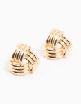 Goldair Gold Triple Quilted Stud Earrings