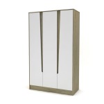 Modern 3 Door Wardrobe – Oak Ash And Snow White