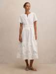 Matilda Embroidered Tie Midi Dress - 20 Porcelain