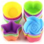 24pcs Silicone Cupcake Liners Reusable Baking Cups Nonstick Easy Clean Pastry Muffin Molds Round Stars Heart And Flowers Shaped Mold Baking Tools
