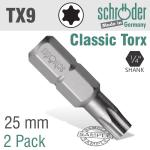 Torx TX9 Classic Bit 25 Mm 2 Cd SC20832