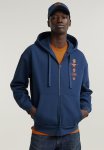 G-star Raw Poster Back Gr Zip Thru Loose Hooded Sweatshirt - Dk Sea Blue