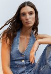 Halterneck Denim Top - Light Denim Blue
