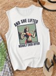 Women's Casual Sleeveless Muscle Queen Print Tank Top - Polyester Knit Fabric Round Neck All-season Fashion Athletic Tank Top Wi