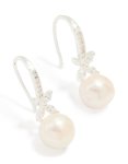 Silver Plated Pearl & Flower Hook Earrings