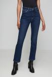 Ladies High Waist Straight Leg Jeans In Dark Blue - Dark Denim 16