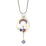 Round Pendant With Muticolour Crystals And Beads